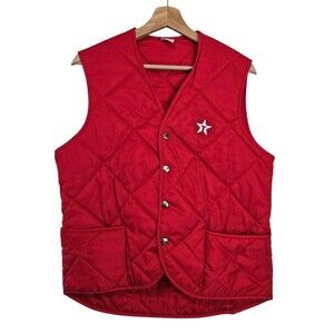 Vintage 70s Unitog Vest Mens Medium Quilted Snap Front Workwear USA Made Texaco